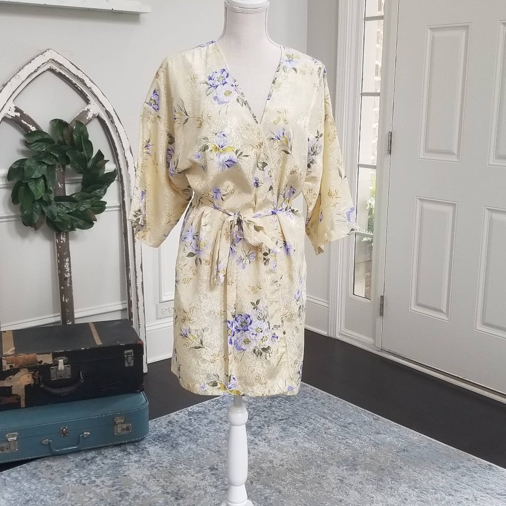Vintage California Miss Yellow Floral Robe - Large